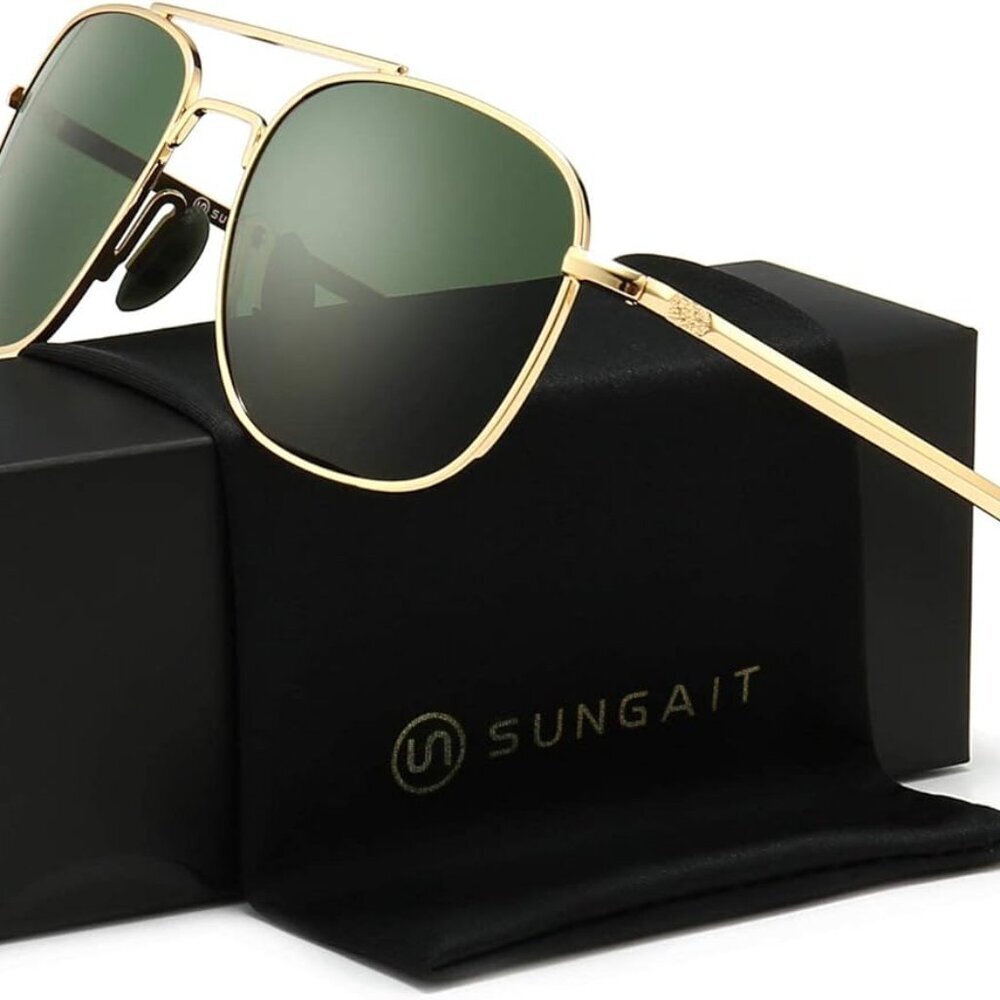Men's Military Style Polarized Pilot Aviator Sunglasses Bayonet Temples - Picture 8 of 8